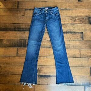 mother medium wash raw hem flare jeans size 25 y2k bootcut